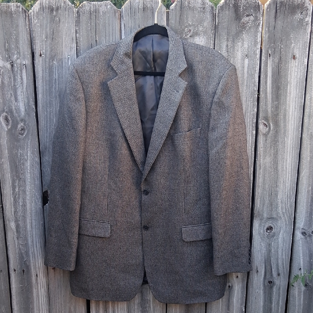 Vintage Lord West Gray Men's Blazer Jacket Pure Lamb's Wool 2 Button Size 44